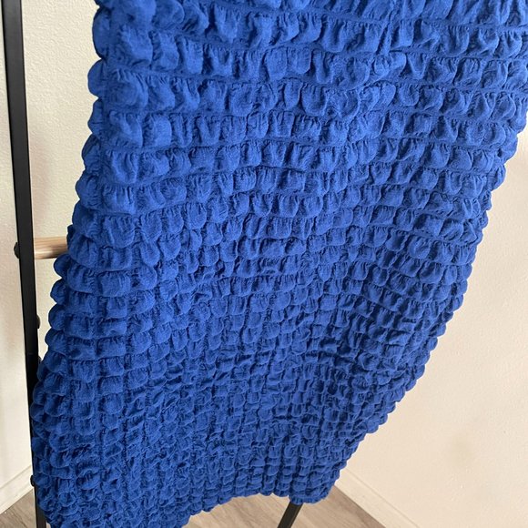 Blue One Shoulder Textured, Stretchy, Bodycon Dress SIZE 8/10 - Picture 6 of 6
